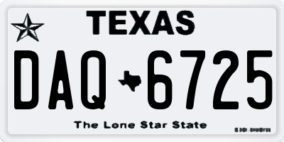 TX license plate DAQ6725