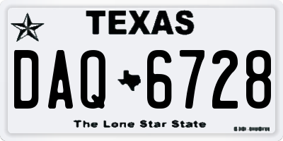 TX license plate DAQ6728