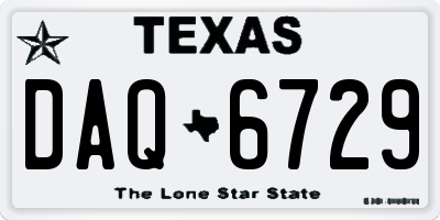 TX license plate DAQ6729
