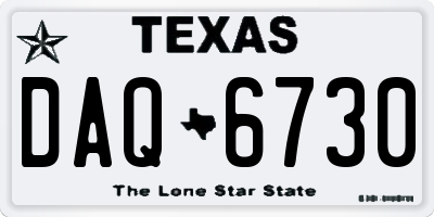 TX license plate DAQ6730