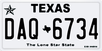 TX license plate DAQ6734