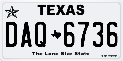 TX license plate DAQ6736