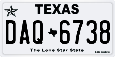 TX license plate DAQ6738