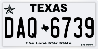 TX license plate DAQ6739