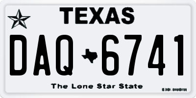 TX license plate DAQ6741