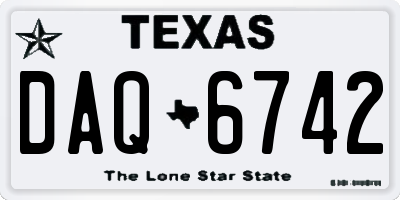 TX license plate DAQ6742