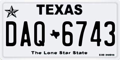 TX license plate DAQ6743