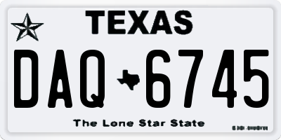 TX license plate DAQ6745