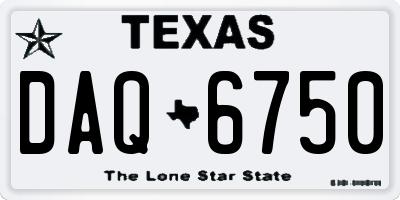 TX license plate DAQ6750