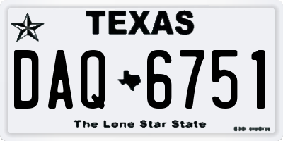 TX license plate DAQ6751