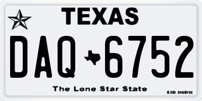 TX license plate DAQ6752