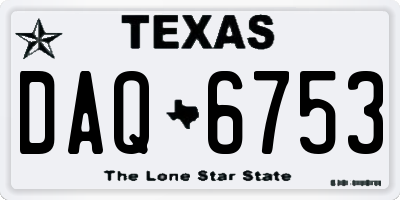 TX license plate DAQ6753