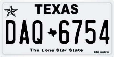 TX license plate DAQ6754