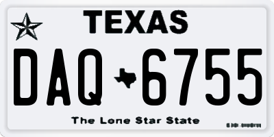 TX license plate DAQ6755