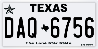 TX license plate DAQ6756