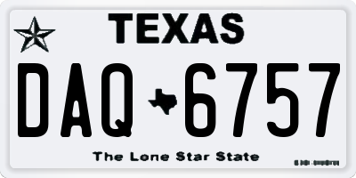 TX license plate DAQ6757