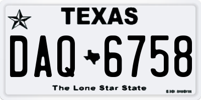 TX license plate DAQ6758