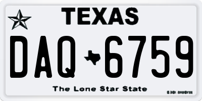 TX license plate DAQ6759
