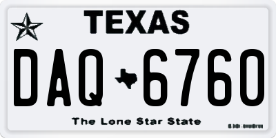 TX license plate DAQ6760