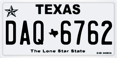 TX license plate DAQ6762