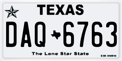 TX license plate DAQ6763