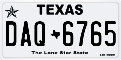 TX license plate DAQ6765