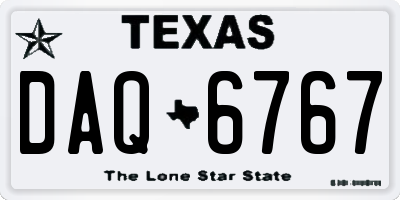 TX license plate DAQ6767