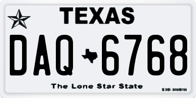 TX license plate DAQ6768