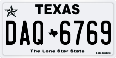 TX license plate DAQ6769