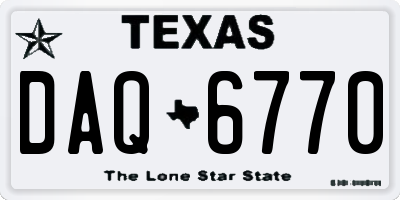 TX license plate DAQ6770