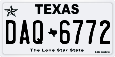 TX license plate DAQ6772