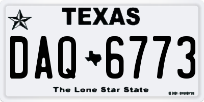 TX license plate DAQ6773