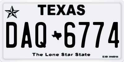 TX license plate DAQ6774