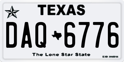 TX license plate DAQ6776