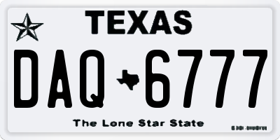 TX license plate DAQ6777