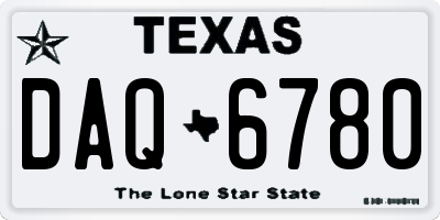 TX license plate DAQ6780