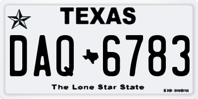 TX license plate DAQ6783