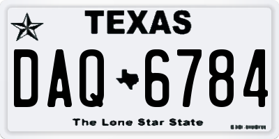 TX license plate DAQ6784