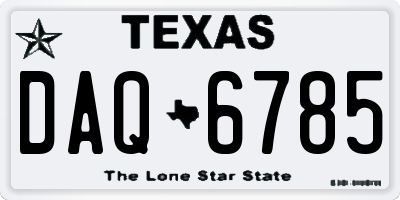 TX license plate DAQ6785