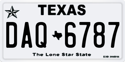 TX license plate DAQ6787
