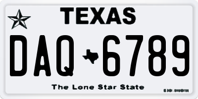 TX license plate DAQ6789