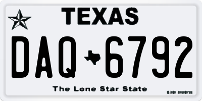 TX license plate DAQ6792