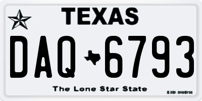 TX license plate DAQ6793
