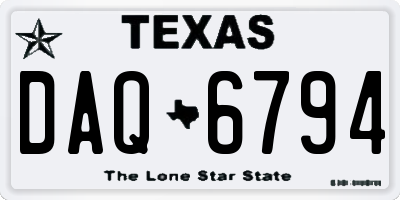 TX license plate DAQ6794