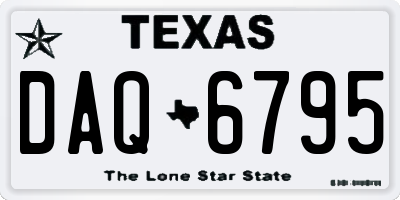 TX license plate DAQ6795