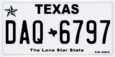 TX license plate DAQ6797