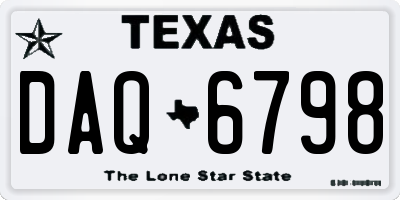 TX license plate DAQ6798