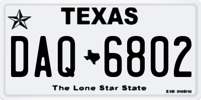 TX license plate DAQ6802