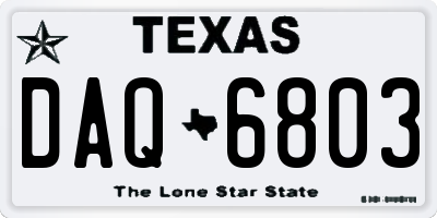 TX license plate DAQ6803