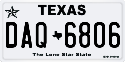 TX license plate DAQ6806
